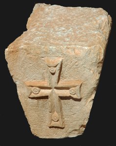 Architectural detail of a Byzantine capital decorated with a cross