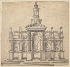 Architecturally-Shaped Tabernacle with a Saint and Four Putti by Unbekannt