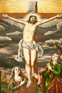 Armenian Apostolic Church; Mural; scene from the New Testament; the crucifixion of Jesus; Vank Cathedral; Jolfa or New Julfa; Isfahan; Iran; Asia by Unbekannt