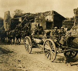 Artillery Passing Through Beauzée, Northern France by Unbekannt