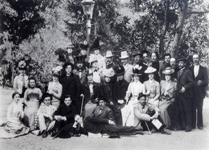 Author Maxim Gorky and Anton Chekhov Between the Actors of the Moscow Art Theatre by Unbekannt