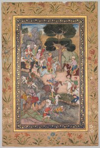 Babur meeting with Sultan Ali Mirza at the Kohik River, from a Babur-nama Memoirs of Babur by Unbekannt