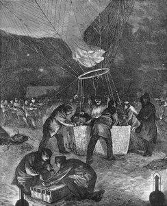 Balloon Ascent at Night from Gare du Nord, Paris, Franco-Prussian War by Unbekannt