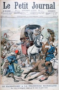 Bandits attacking a mail coach on the Moroccan frontier, 1904 by Unbekannt