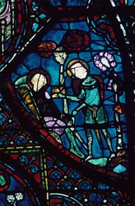 Baudoin tends the dying Roland, stained glass, Chartres Cathedral, France, 1194-1260 by Unbekannt