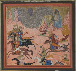Bazur, the Magician, Raises up Darkness and a Storm, Folio from a Shahnama, ca. 1430-40