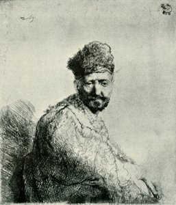 Bearded man in a furred oriental cap and robe: the artist