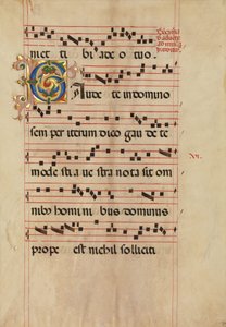 Bifolium with Foliated Initial C, from a Gradual, Italian, Second Half 15th Century