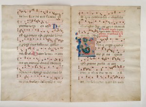 Bifolium with Initial L, from an Antiphonary, Italian, 14th Century