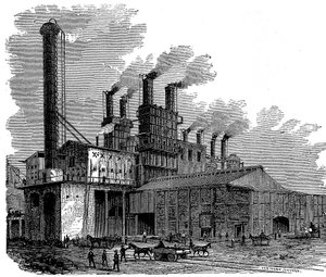 Blast furnaces at the Phoenix Iron and Bridge Works, Phoenixville, Pennsylvania, USA