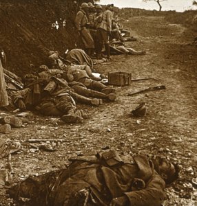Bodies after the taking of Courcelles, northern France by Unbekannt