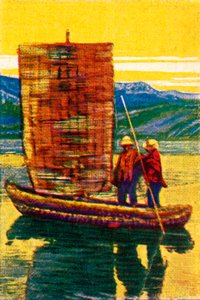 Bolivian Sailing Raft Made of Reeds, c1928