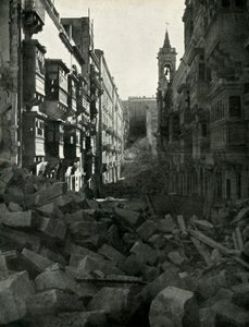 Bomb damage on a Maltese street, World War II by Unbekannt