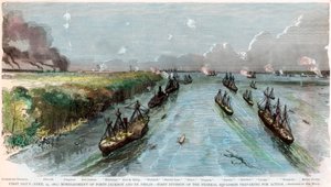Bombardment of Forts Jackson and St Philip, Louisiana, American Civil War, April 1862 by Unbekannt