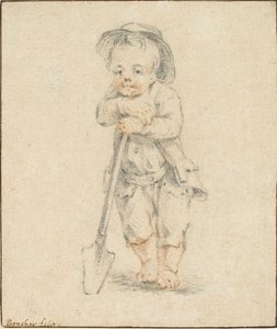 Boy Leaning on a Spade by Unbekannt