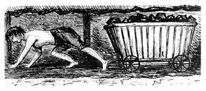Boy Putter Drawing a Truck Containing Coal Along a 24 Inch High Seam, Halifax, Yorkshire, 1848 by Unbekannt