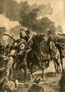 British General Joseph Thackwell at the Battle of Sobraon, Punjab, India by Unbekannt