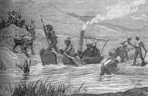 British Soldiers Cutting a Dam Constructed by Arabi at Mahuta, c. 1882