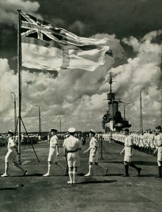 British sailors on the deck of an aircraft carrier, Second World War