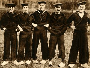 British sailors wearing Dutch clogs, First World War