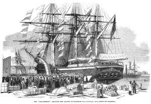 Caroline Chisholm Addressing a Crowd from the Emigrant Ship Ballengeich