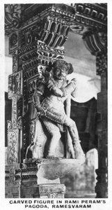Carved Figure in Rami Perams Pagoda, Ramesvaram, India