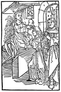 Cassandra, legendary Trojan princess and prophetess, delivering a prophecy