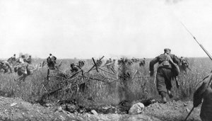 Charge by a regiment of French Zouaves on the plateau of Touvent, Artois, France