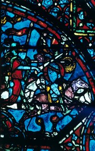Charlemagne Battles the Saracens, Stained Glass, Chartres Cathedral, France, c1225