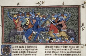 Charles Martel at the Battle of Tours, ca 1332-1350 by Unbekannt