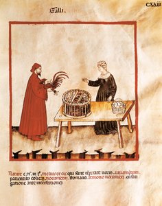 Chicken in a wicker cage (miniature) by Unbekannt
