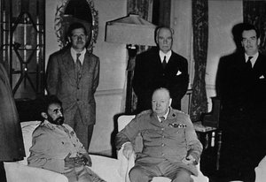 Churchill in Cairo, with Ethiopian Emperor, Haile Selassie