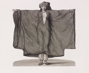 Close up Illustration of a Woman in a Red Silk Dress by Unbekannt