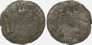 Coin Srebrennik of Grand Duke Vladimir Svyatoslavich Reverse: Symbol of Rurikids
