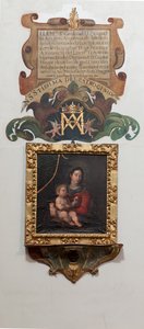 Collegiate Church. Interior. Painting Madonna with the Child. A Wall Painting the Legend (Leyenda Sobre Nuestra Señora del Patrocinio) by Unbekannt