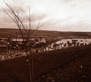 Column of Trucks, Verdun, Northern France, c1914-c1918