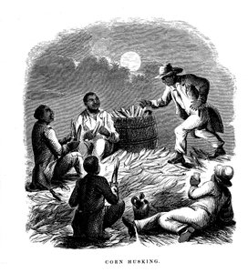 Corn Husking, Black People Labourers Husking Maize, Southern USA by Unbekannt