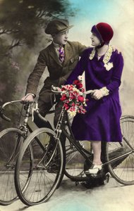Couple Walking by Bicycle