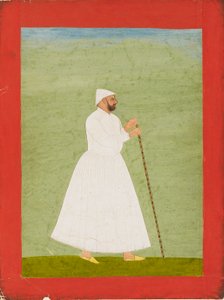 Court official wearing a white jama