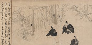 Courtiers visit Sugawara no Michizane’s mortuary temple, ca. 1300 by Unbekannt