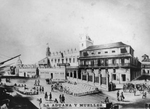 Customs house and wharves, Havana, Cuba, 1841