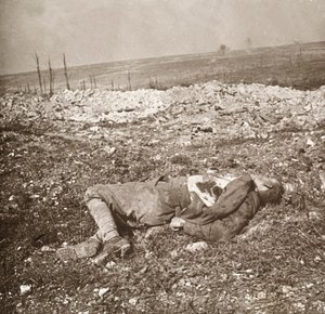 Dead German soldier, Verdun, northern France, c1914-c1918 by Unbekannt