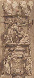 Design for a Funerary Monument or Epitaph with Mourning Figures by Unbekannt