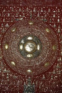 Dharma wheel in Wat Chedi Luang, Chiang Mai. Thailand