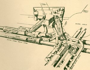 Diagram of New Tube Station at Oxford Circus, 1930 by Unbekannt