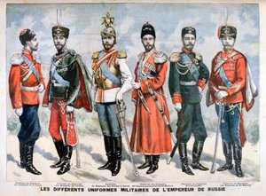 Different Russian military uniforms of the Emperor, 1896
