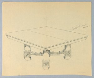 Design for a Rectangular Dining Table on Bun-Feet