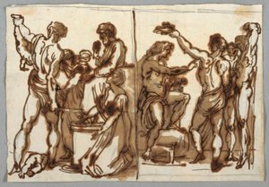 Drawing, The Judgement of Solomon; The Flaying of Marsyas, ca. 1820 by Unbekannt