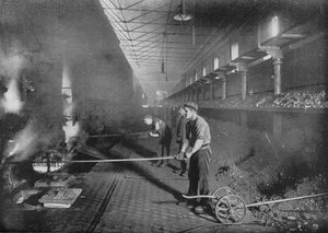 Drawing Retorts by Hand, South Metropolitan Gasworks, Peckham, London, 1903
