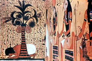Drinking from the River, Temple Wall Painting, Thebes, Egypt by Unbekannt